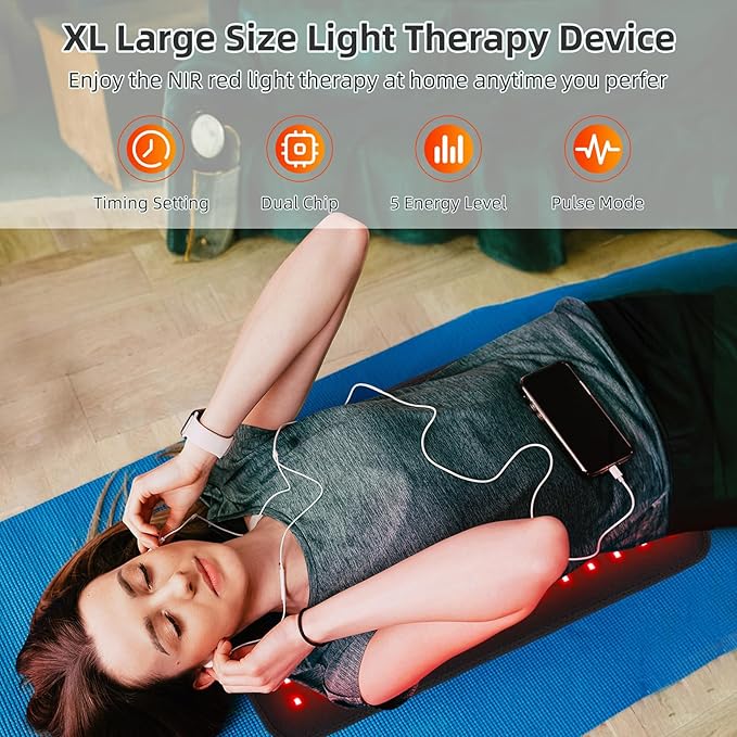 Red Light Therapy for Body 19.8 x 12 Infrared Light Therapy Pad XL Large Red Infrared Heating Therapy Wrap Pad Belt for Back Shoulder Leg Relief Home Office Use Ideal Gift