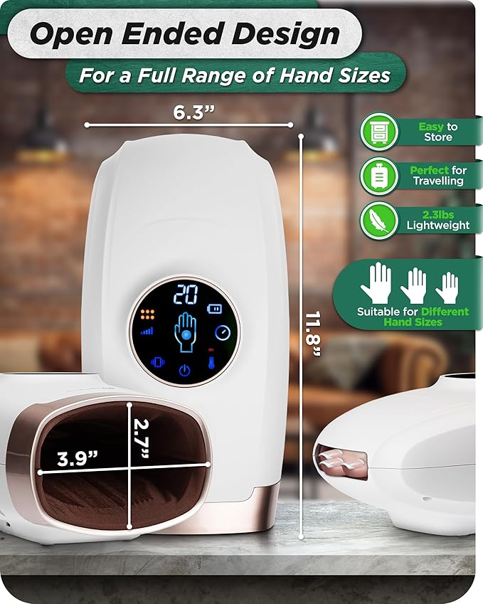 Lunix LX7 FSA Carpal Tunnel &amp Wrist Pain Relief Device Heated Air Compression Hand Massager for Arthritis Mothers Day Gifts for Women &amp Mom Touchscreen Lunar White