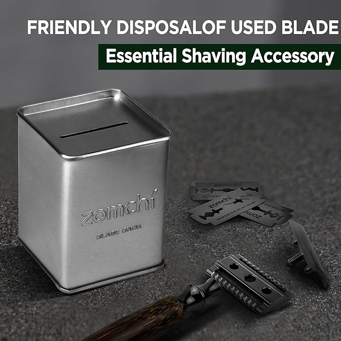 Precise Blue Metal Razor with Silver Blade Disposal Box