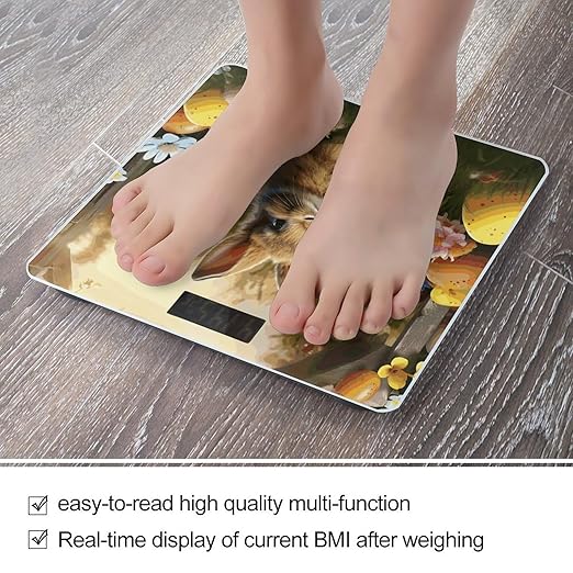 Easter Bunny Spring Butterfly Bathroom Scale for Body Weight Bathroom Digital Electronic Weighing Scale with Back Lit LED Display Sturdy Tempered Glass Weight Watchers Scales 400lb