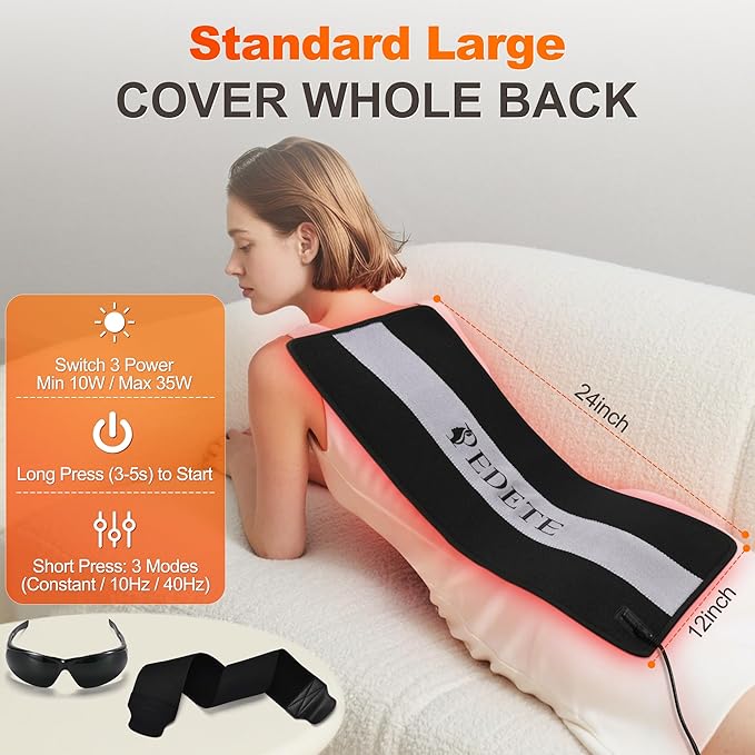 Red Light Therapy for Body 24’’ x 12’’Large Infrared Light Therapy Pad with Timer Remote Control 660nm 850nm Home Light Therapy for Knee Shoulder Back Muscle Joint (with Elastic Strap)