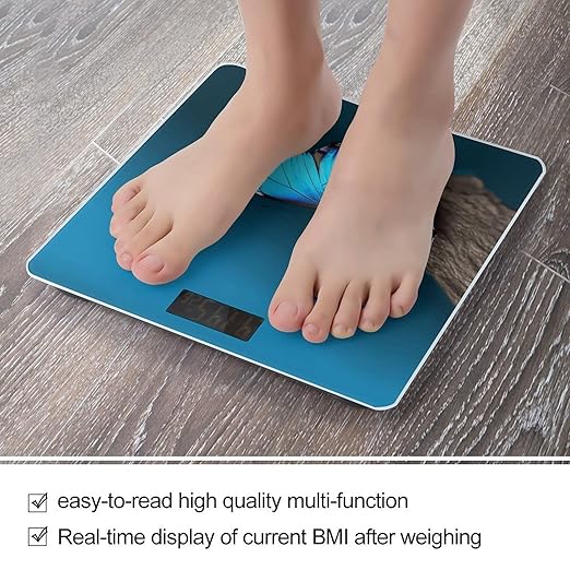 Beautiful Blue Butterfly Scale for Body Weight High Precision Digital Weight Scales with LCD Display Anti-Slip Sturdy Slim Tempered Glass Bathroom Scale for Home Use