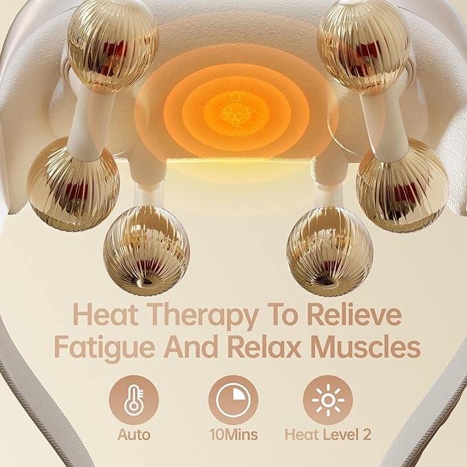 Neck Massager for Pain Relief Deep Tissue Cordless Shiatsu Back Massager with Heat Electric 6D Kneading Shoulder Massage Pillow for Foot Legs Muscle Body Gifts for Mom Dad Friends Him Her
