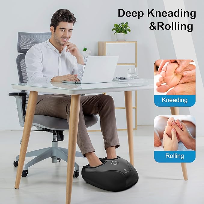COMFIER Shiatsu Foot Massager with HeatFeet Massager for NeuropathyPlantar Fasciitis Kneading Rolling CompressionFits up to Men Size 12Home Office UseGifts for WomenMen