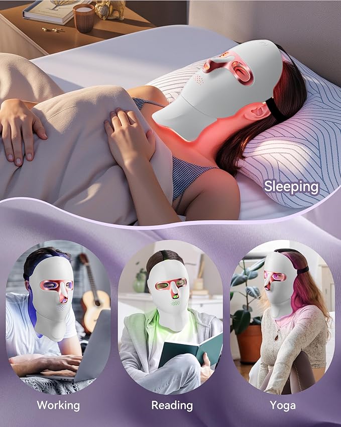 Red Light Therapy for Face-LED Light Therapy Mask Skin Care MaskCordless LED Face Mask face &amp Neck Red &amp Infrared Lights Masks WavelengthUSB C Rechargeable for Home Use Working Travel Yoga