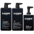 Blackwood For Men Hydroblast Moisturizing Shampoo (17oz) Pure Moisture Body Wash (17oz) and BioNutruent Foaming Face Wash (4.45oz) Bundle for Men
