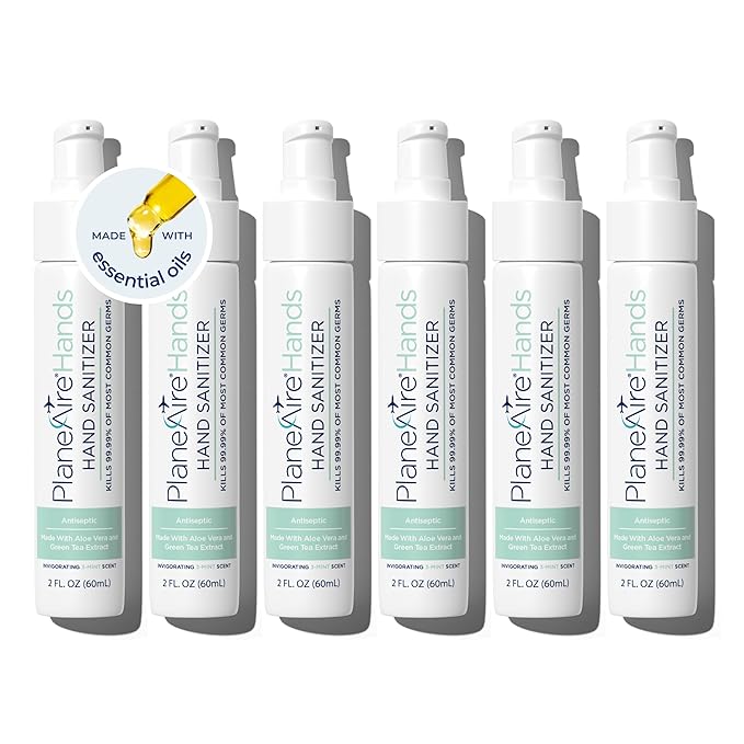 3-Mint Gel Hand Sanitizer | Soothing Moisturizing Hydrating | Travel Size | With Aloe Vera &amp Green Tea Extract | Mint Oil Blend with Peppermint Essential Oil | For Cars Backpacks Travel | 6-pa