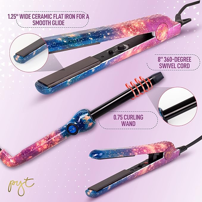 PYT Lola Tool Kit 1.25 Flat Iron 1 Curling Wand 19 mm 1 Mini Hair Straightener