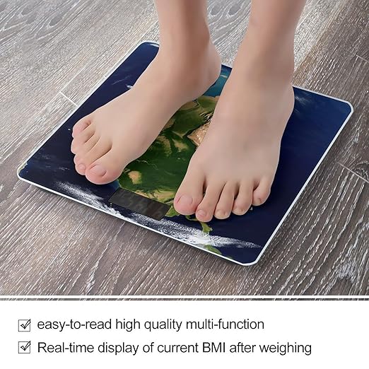 South America Satellite Image Scale for Body Weight Precision Bathroom Weighing Scales with Back Lit LCD Display Sturdy Tempered Glass Body Weight Scales Digital Bathroom Scale 400lb