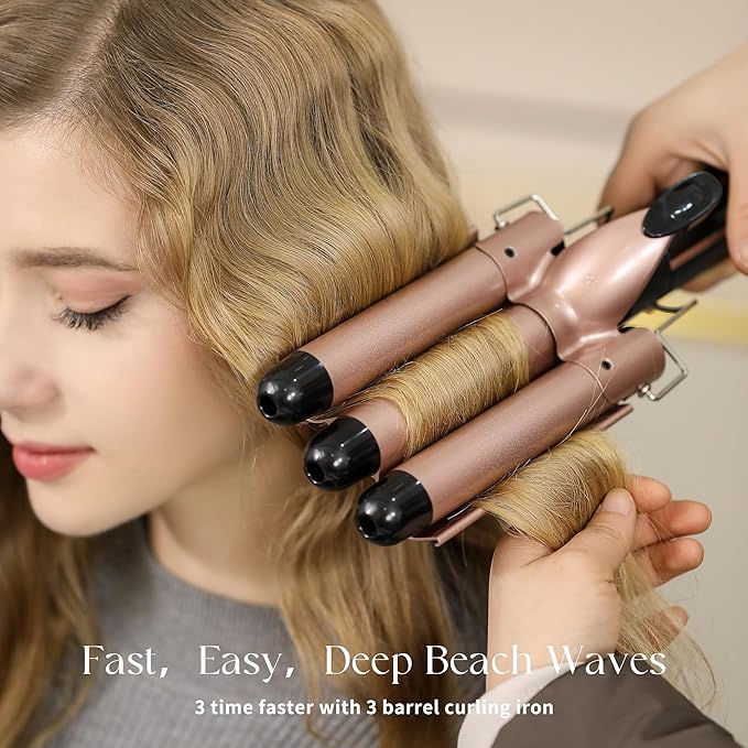 5 in 1 Curling Iron Set with 3 Barrel Curling Iron and 4 Interchangeable Ceramic Fast Heat Wand Hair Crimper Dual Voltage Hair Waver with Protective Glove &amp 2 Clips (Curling Wand （0.5-1.25)