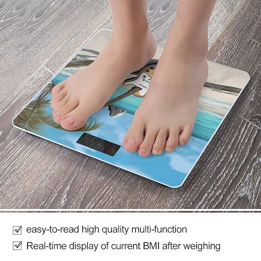 Guitar on The Beach Bathroom ScaleHighly Accurate Digital Weighing Machine for People Bright LED Display Weight Scale for The Aldult Home Use