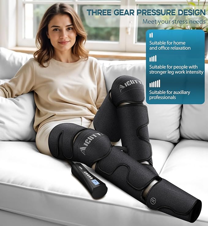 Air Compression Leg &amp Foot Massager with Heat – Relief for Circulation Fatigue &amp Tension – Relaxing Gifts for Dad Mom Men &amp Women – Ideal for Father’s Day Mother’s Day Christmas &amp