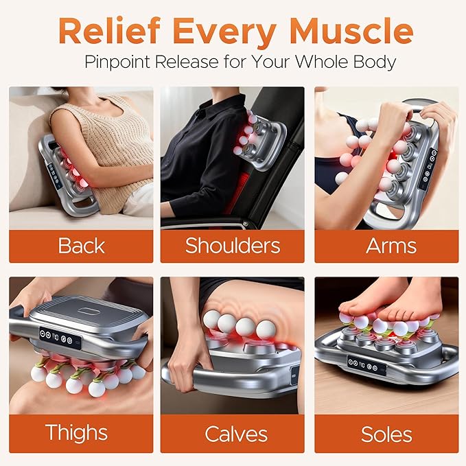 16 Head Massage Gun Deep Tissue - 2026 Upgrade 16-Drive Back Muscle Massager with Adjustable 9 Modes &amp 9 Levels Quiet Percussion Massager for Legs Waist Back Buttocks Muscles Pain Relief (Gray