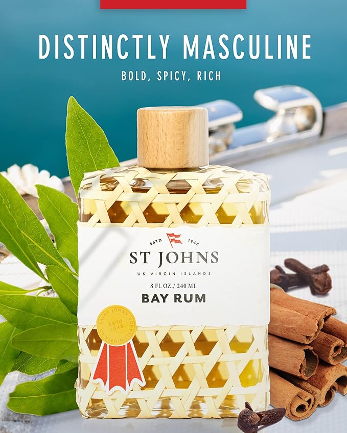 St. John Vetiver Aluminum Free Deodorant with Aftershave and Cologne | Made with Bay Leaves from The Virgin Islands | Bay Leaf After Shave Fragrance for Men | (8 oz Splash Bottle)