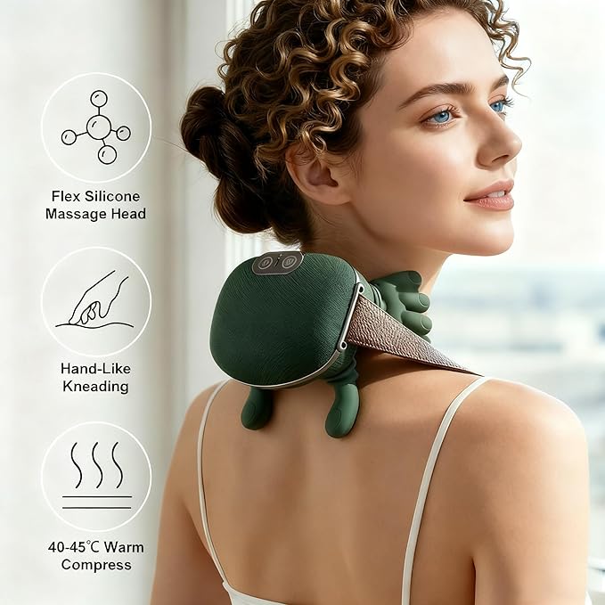 Shoulder and Neck Massager Bionic Heated Massager Neck Massager with Fingers 4D Kneading Massage Simulates a Real Palm Massage for Comfort Relax Muscle Tension