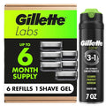 Gillette Labs with Exfoliating Bar Razor Refills for Men  6 Razor Blade Refills and 7oz Rapid Foaming Shave Gel
