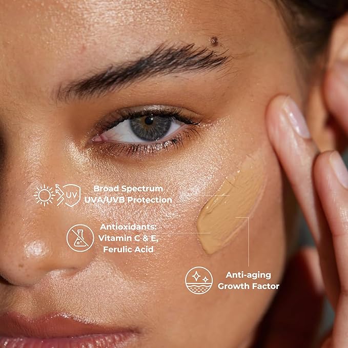 Sonrei Clearly Zinq Hydrating Tinted Facial SPF 35 + Anti-aging Growth Factor Sunscreen Mineral Gel &amp Primer | Broad Spectrum UV Protection | Water Resistant Vegan | Non-greasy - 1.7 Fl oz.