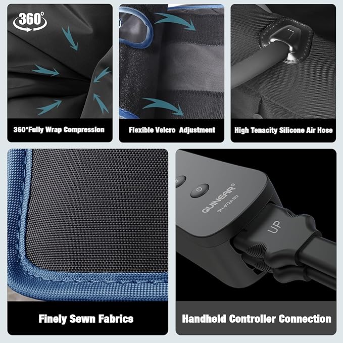 QUINEAR Leg Massager for Circulation and Pain Relief Full Leg Compression Massager with Heat 2 Extender 3Heat 3Mode 3Intensity Sequential Compression Boots for Cramps Edema SwellingFSA-HSA Eligible
