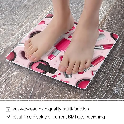 Automatic Switch Digital Bathroom Weighing Scale Smart Scale for Body Weight Modern Lady Girly Cosmetic Perfume Lipstick Pink