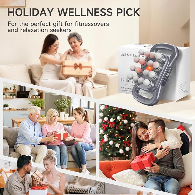 16-Head Massage Gun Deep Tissue Massager with 9 Modes &amp Levels Quiet Muscle Massage Gun for Back Shoulders Legs Foot Body Muscle Pain Relief Dark Grey