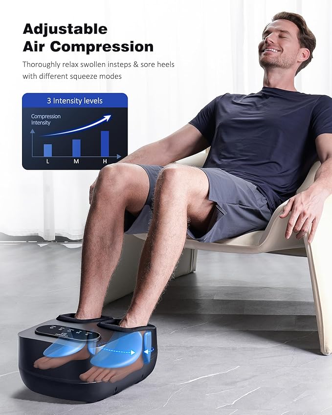 KNQZE Foot Massager with Heat and Remote Shiatsu Deep Kneading Feet Massager for Plantar Fasciitis &amp Neuropathy Foot Warmer Gifts for Mom Women Men Dad Fits Up to Men Size 12