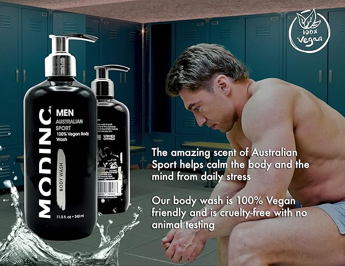 Modinc Luxury Australian Sport Body Wash Hydration Blend Vegan Cruelty Free Pump 11.5 Ounces
