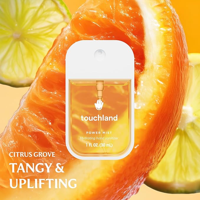 Touchland Hydrating Hand Sanitizer Spray – Top 5 Set (Applelicious Blue Sandalwood Pure Lavender Berry Bliss Citrus Grove) – 5 x 1 FL OZ Travel Size Mists
