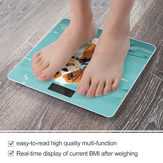 Cartoon Beagle Dog Weight Scale Digital Electronic Scales Bathroom Scale Larg LCD Backlight Display High Precisio MeasurementsTempered Glass
