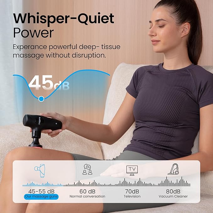 NAPRE 3-in-1 Detachable Massage Gun with HeatMini Massage Gun Deep Tissue with Extension HandlePortable Handheld Percussion Muscle Massager for Back/Neck/BodySmall &amp Quiet5 Heads