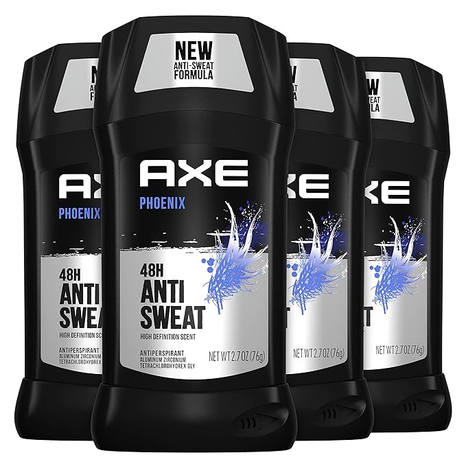 AXE Antiperspirant Deodorant Phoenix 4PK 48H Sweat &amp Odor Protection Crushed Mint &amp Rosemary + AXE Body Wash Excite 4PK 12H Refreshing Scent Crisp Coconut &amp Black Pepper