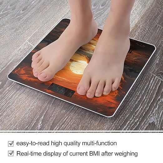 Orange Sky Scale for Body Weight Precision Bathroom Weighing Scales with Back Lit LCD Display Sturdy Tempered Glass Body Weight Scales Digital Bathroom Scale 400lb