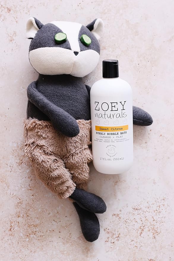 Zoey Naturals - Sweet Citrus Bubble Bath for Kids &amp Babies - Organic Tear-Free Non-Toxic Toddler Soap with Moisturizing Aloe &amp Avocado Oil - Long Lasting Bubbles - Made in USA 17 oz