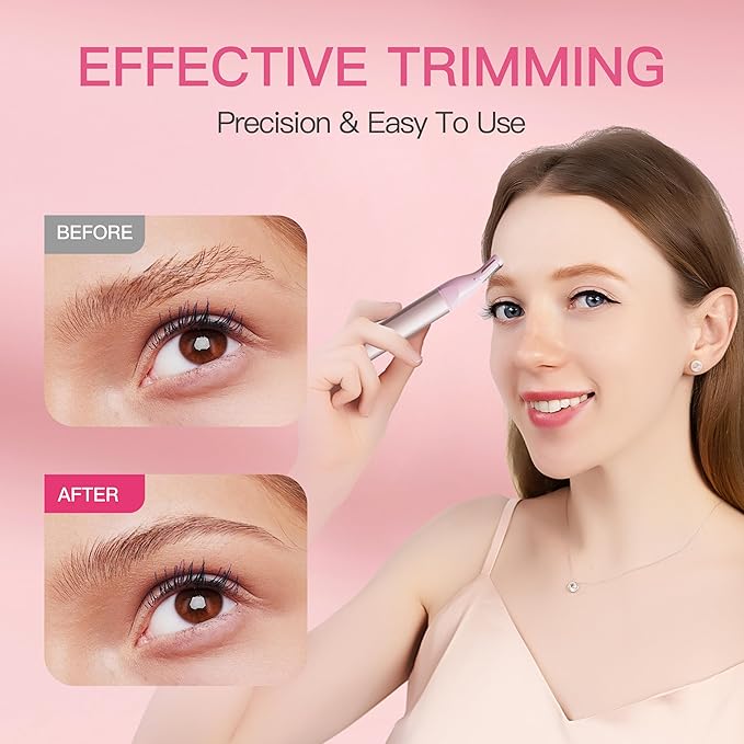 Nose Hair Trimmer for Women 3in1 Facial Hair Removal Trimmers- Rechargeable Waterproof Portable with Travel Bag- Trims Nose Ear Eyebrow Peach-Fuzz Lips Chin Face Hair Remover (Pink)