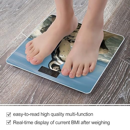 Penguin on The Beach Smart Scale for Body Weight Accurate Bathroom Scale with LED Display Digital Weight Scales Weighing Machine High Precision Scales for Bath Home