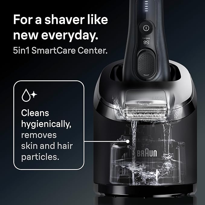 Braun Series 8 8560cc Electric Razor for Men 4+1 Shaving Elements &amp Precision Long Hair Trimmer 5in1 SmartCare Center Close &amp Gentle Even on Dense Beards Wet &amp Dry Electric Razor 60mi