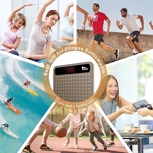 himaly Digital Body Weight Scale Bathroom Scale Step-On Technology High Precision Measurements Scales with Large Non Slip Silicone Platform and LCD Digital Display 400lbs/180kg Capacity Brown
