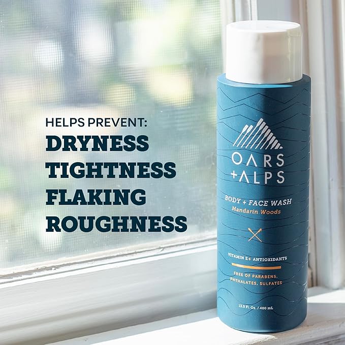 Oars + Alps Body Wash for Men Mens Body Wash &amp Face Cleanser with Vitamin E &amp Antioxidants Moisturizing Paraben &amp Sulfate Free Cleanser Mandarin Woods 3pk