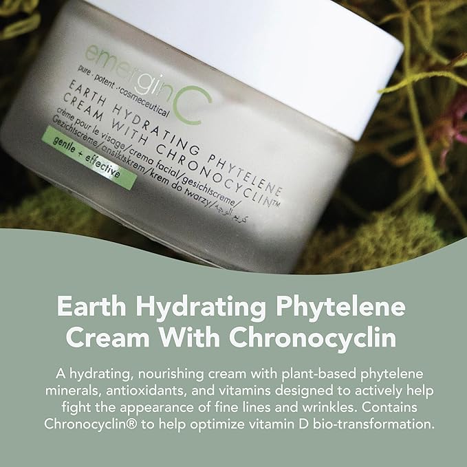emergin C Earth Hydrating Phytelene Cream - Anti-Aging Moisturizer with Chronopeptides + Multivitamins - Antioxidant-Rich Day + Night Face Cream for Fine Lines + Wrinkles (1.6 oz 50 ml)