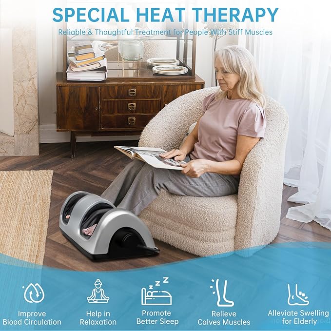 TISSCARE Shiatsu Foot Massager with Heat: FSA Eligible HSA Foot Massager for Neuropathy Plantar Fasciitis and Pain Relief-Massage Feet/Leg/Calf/Ankle at Home/Office Gifts for Women and Men(Gray)
