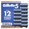 Gillette 5 Men's 5-Blade Razor Blade Refills 12 Count