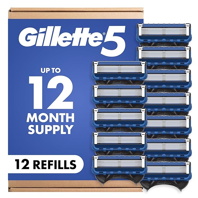 Gillette 5 Men's 5-Blade Razor Blade Refills 12 Count