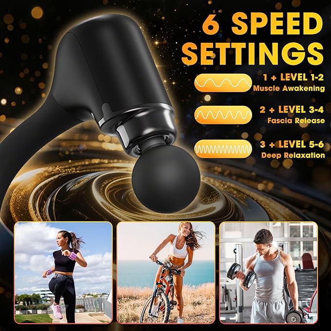 Massage Gun with Upgraded Extension Handle Back Massager for Pain Relief Massage Gun Deep Tissue with 4 Massage Heads Handheld Massager for Neck Shoulders Waist Arm Legs Black