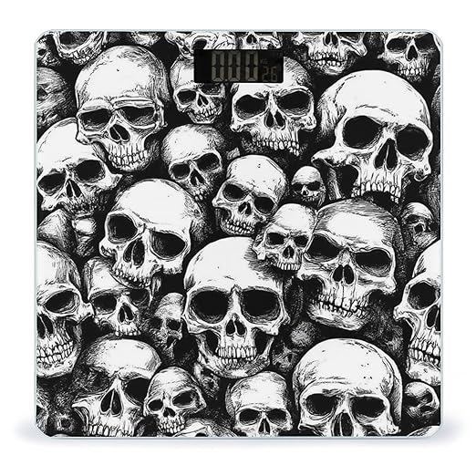 Smart Scale for Body Weight Automatic Switch Digital Bathroom Weighing Scale Cool Black White Goth Skull