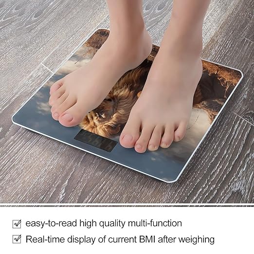 Two Lions Scale with LCD Precision Weighing Scales Sturdy Tempered Glass Weight Scales Easy-to-Read Anti-Slip Weight Digital Bathroom Scale for Daily
