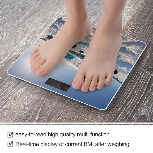 Airplane Bathroom Scale for Body Weight with High Precision Large LCD Backlight Display Digital Weighing Scale with BMI Capacity Up to 180kg