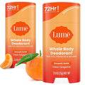 Lume Whole Body Deodorant - Smooth Solid Stick - 72 Hour Odor Control - Aluminum Free Baking Soda Free and Skin Safe - 2.6 Ounce (Pack of 2) (Clean Tangerine)