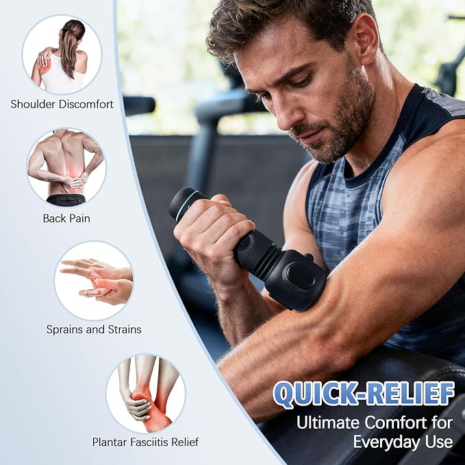 Handheld Vibrating Trigger Point Massage Gun with Heat and Cold &amp Red Light Deep Tissue Vibration Massager for Full Body Pain Relief Pressure Point Massage Tool -Gifts for Men &amp Women (Large