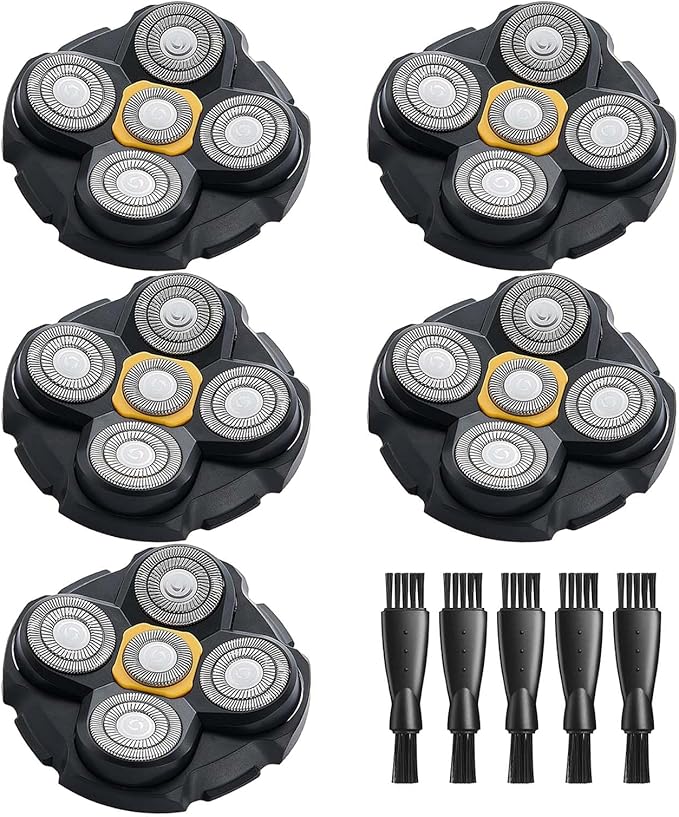 MTTTBHS Head Shaver Blades for Microtouch Titanium Head Shaver 5PCS Microtouch Titanium Replacement Head 5 Cleaning Brush