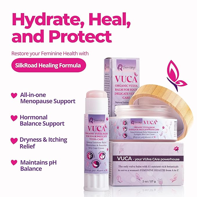 Vulva Balm (Rose &amp Menthol 2oz) – All-in-One Organic Vaginal Moisturizer with 11 Botanicals – Hormone-Free &amp Incontinence Care Cream for Sensitive Skin – Soothes Redness Dryness &amp Irrita