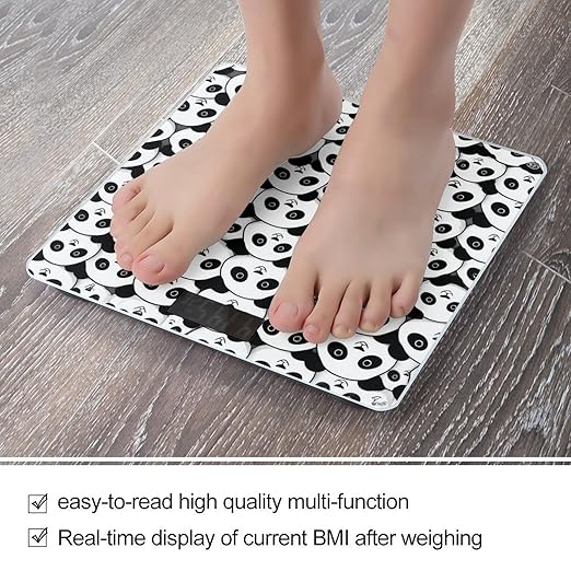 Smart Scale for Body Weight Automatic Switch Digital Bathroom Weighing Scale Cute Panda Black and White